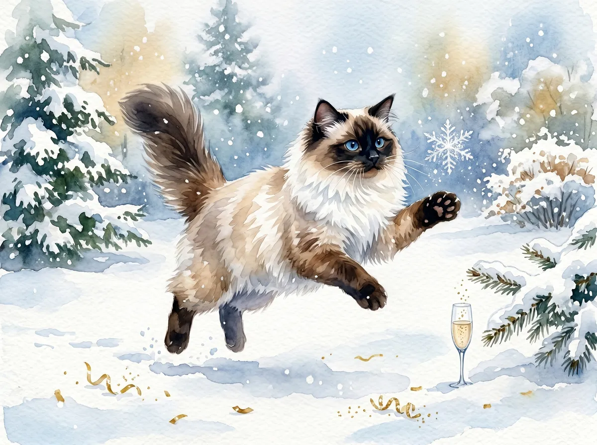 Ragdoll watercolor calendar month 1
